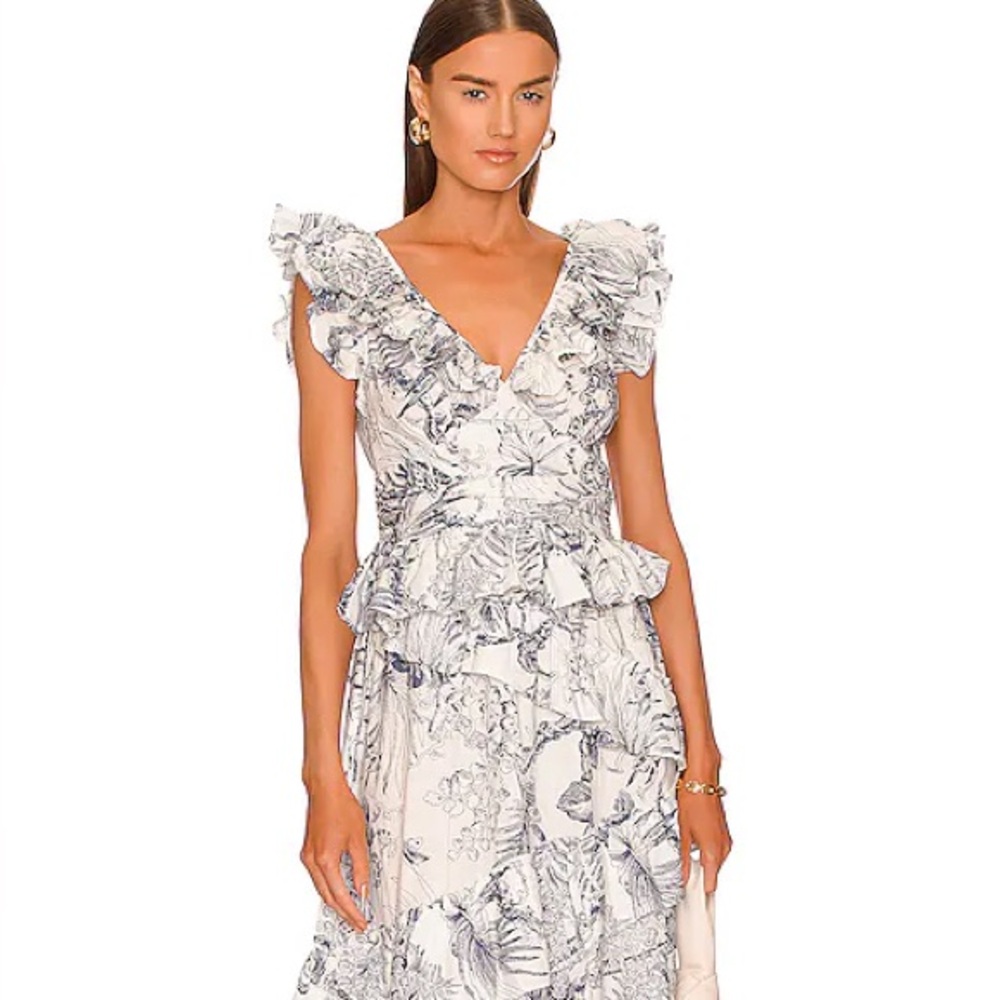 Botanical Ruffle Maxi Dress